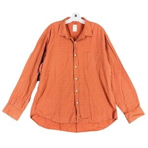 J Crew Shirt Mens Extra Large Brown Cotton Plaid‎ Relaxed Fit Business Casual